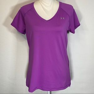 Under Armour Purple Heat Gear Yoga Gym Workout Top